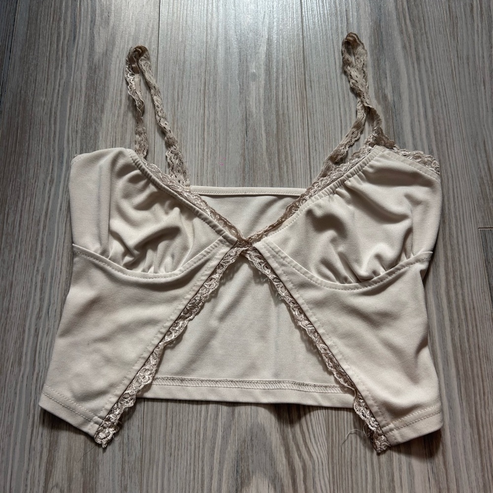 Coquette white lace trim crop top